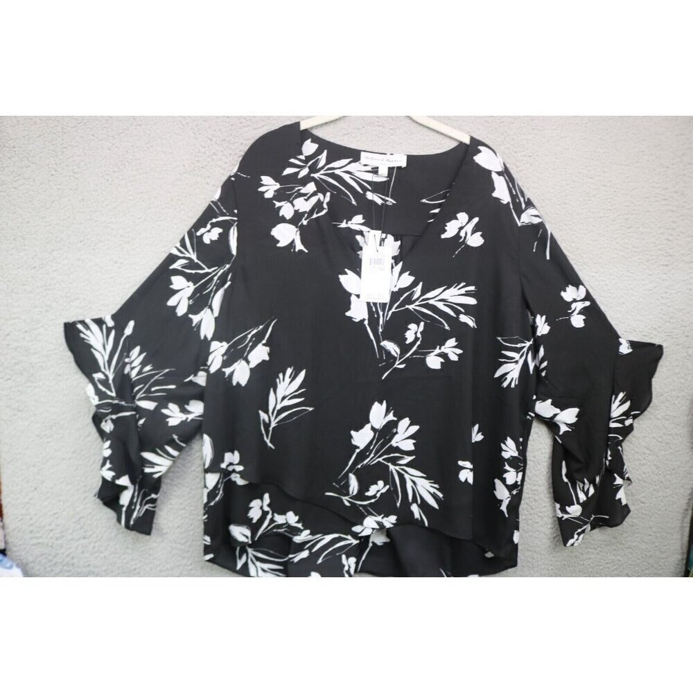 Chelsea & Theodore Womens Ruffle Wide 3/4 Sleeves Blouse-2X/TG New w/Tags